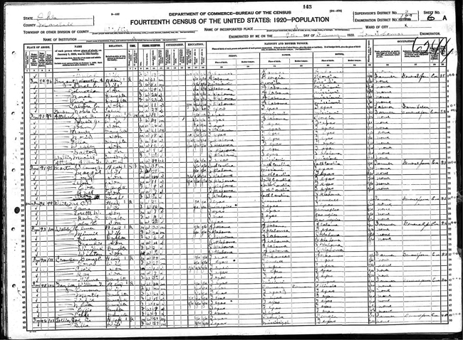 Johnathan A. Bryant in 1920 census